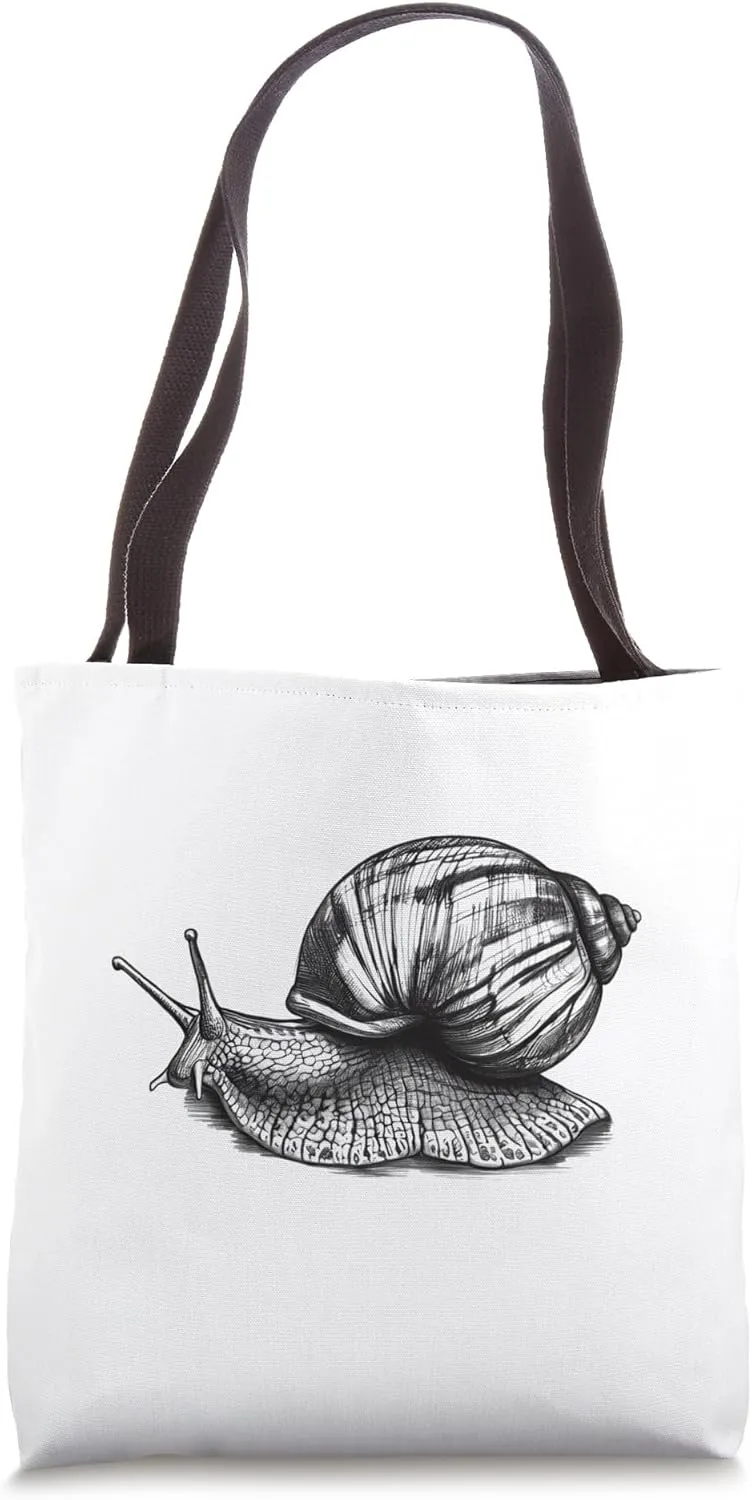 Roman snail, snail shell, drawing black Tote Bag