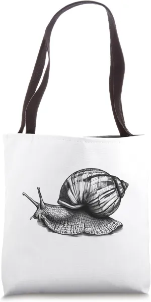 Roman snail, snail shell, drawing black Tote Bag