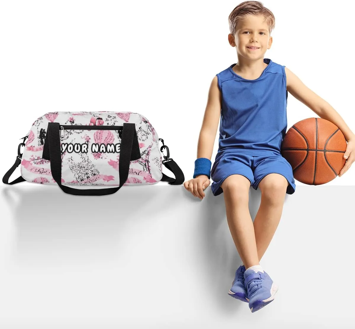 Romantic Paris Eiffel Tower Personalized Kids Duffel Bag for Girls Boys, Tower Debris Custom Name Dance Bag Overnight Small Duffel Bag Carry On Sports Travel Bag for School Practice Gymnastics Ballet