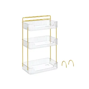 Rootz 3 Tray Cosmetic Organizer - Vanity Organizer - Makeup Storage - Metal and PET Plastic - 30.5cm x 16.8cm x 48cm