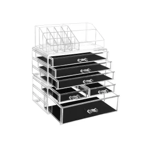 Rootz Make-up Organizer – Cosmetic Storage –Black- Transparent Vanity Case – Anti-Slip Protection – 24cm x 30cm x 13.5cm