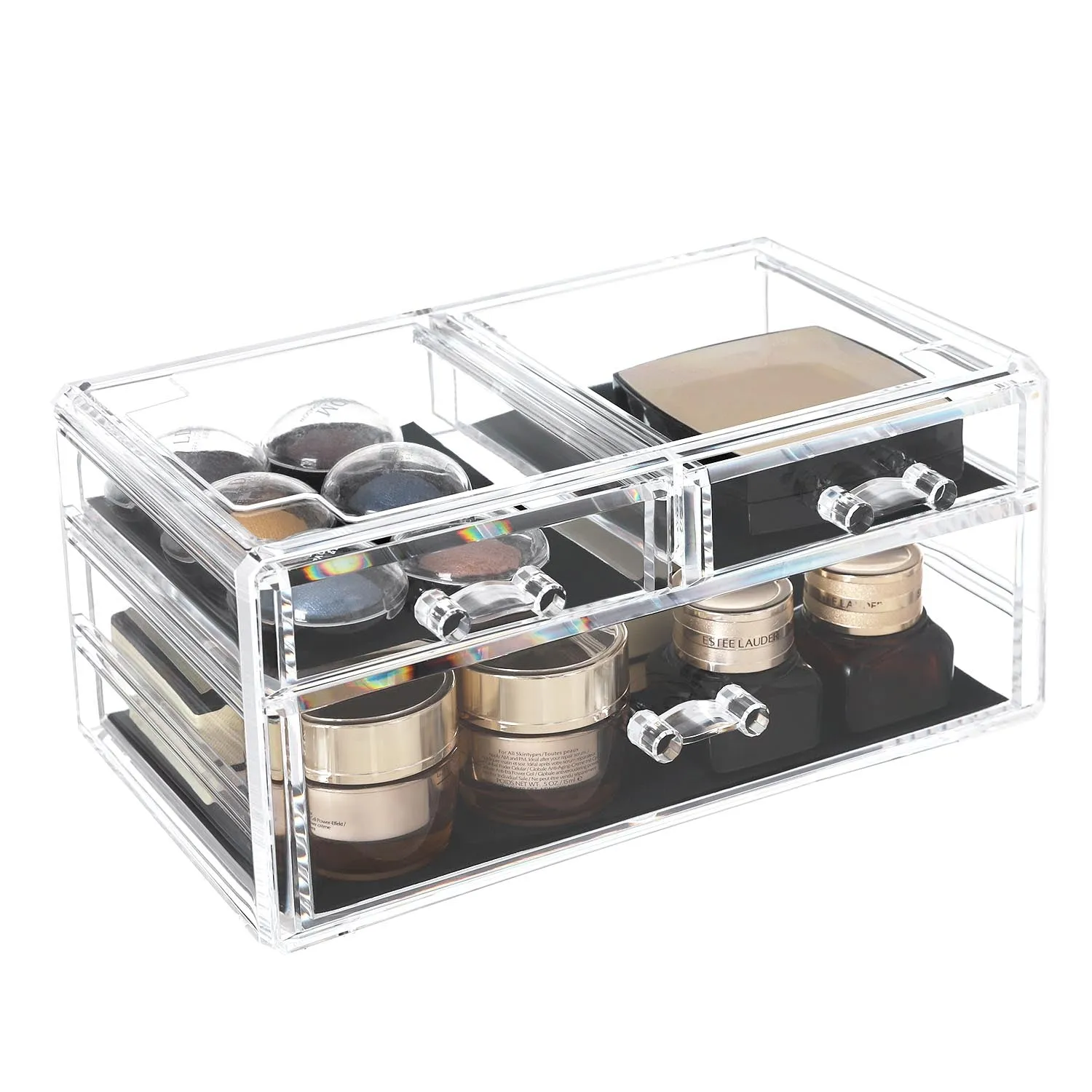 Rootz Make-up Organizer – Cosmetic Storage –Black- Transparent Vanity Case – Anti-Slip Protection – 24cm x 30cm x 13.5cm