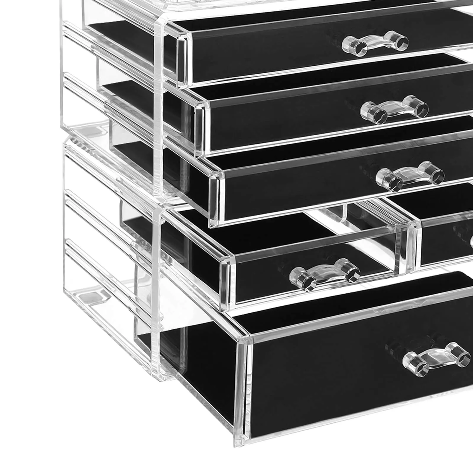 Rootz Make-up Organizer – Cosmetic Storage –Black- Transparent Vanity Case – Anti-Slip Protection – 24cm x 30cm x 13.5cm