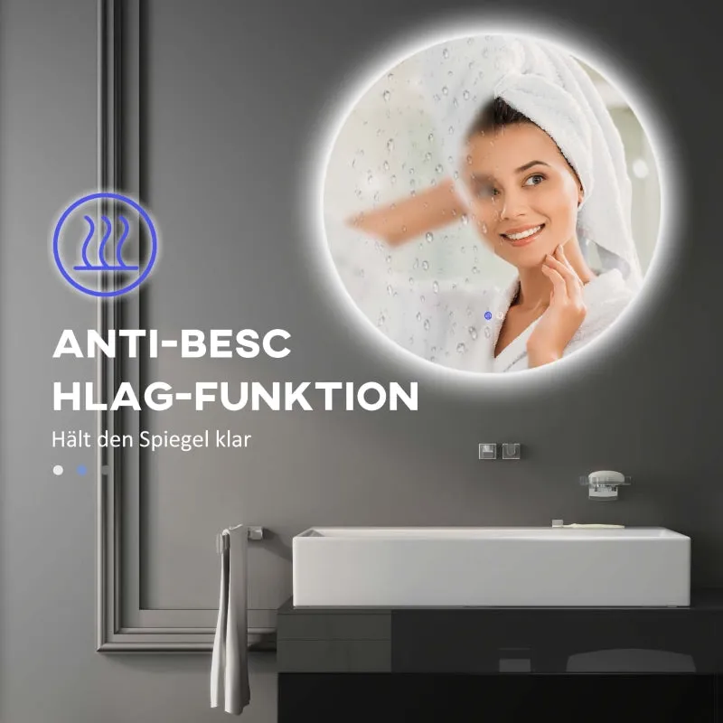 Rootz Round LED Bathroom Mirror - Wall Mirror- Illuminated Mirror - Three color modes - Anti-Fog - Touch Switch - Ø 60cm x 3.5cm