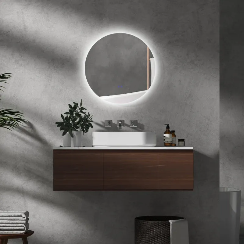 Rootz Round LED Bathroom Mirror - Wall Mirror- Illuminated Mirror - Three color modes - Anti-Fog - Touch Switch - Ø 60cm x 3.5cm