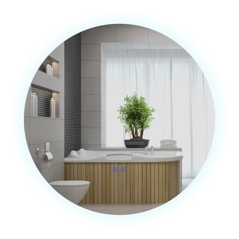 Rootz Round LED Bathroom Mirror - Wall Mirror- Illuminated Mirror - Three color modes - Anti-Fog - Touch Switch - Ø 60cm x 3.5cm