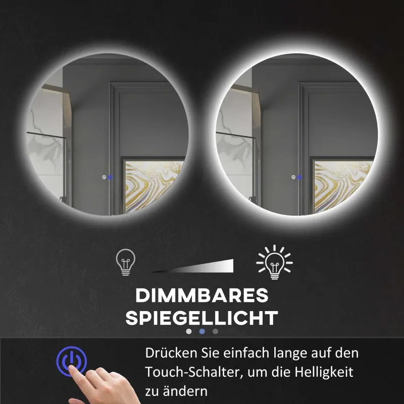 Rootz Round LED Bathroom Mirror - Wall Mirror- Illuminated Mirror - Three color modes - Anti-Fog - Touch Switch - Ø 60cm x 3.5cm