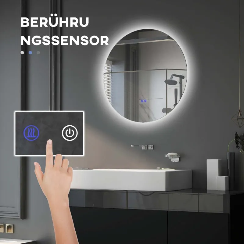 Rootz Round LED Bathroom Mirror - Wall Mirror- Illuminated Mirror - Three color modes - Anti-Fog - Touch Switch - Ø 60cm x 3.5cm