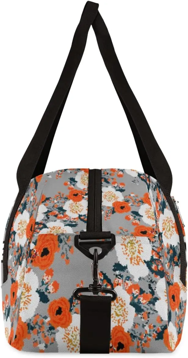 Roses Poppies Flower Personalized Kids Duffel Bag for Girls Boys, Rose Debris Custom Name Dance Bag Overnight Small Duffel Bag Carry On Weekend Sports Travel Bag for School Practice Gymnastics Ballet