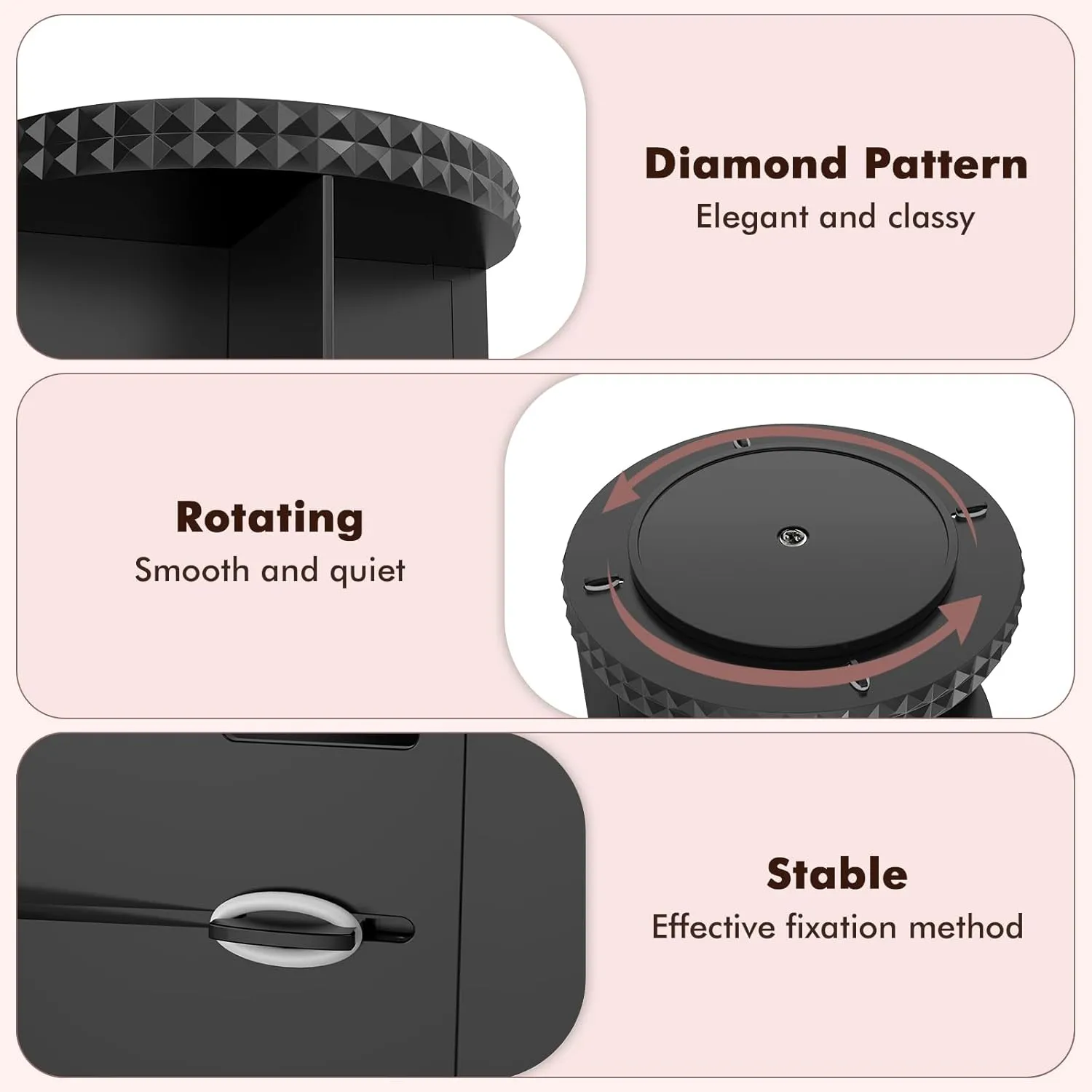 Rotating Makeup Organizer, 360° Spinning Skincare Organizers, Adjustable Layer Cosmetic Storage Lazy Susan Makeup Organizers for Dresser Bathroom, Medium, Black