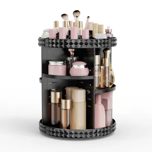 Rotating Makeup Organizer, 360° Spinning Skincare Organizers, Adjustable Layer Cosmetic Storage Lazy Susan Makeup Organizers for Dresser Bathroom, Medium, Black