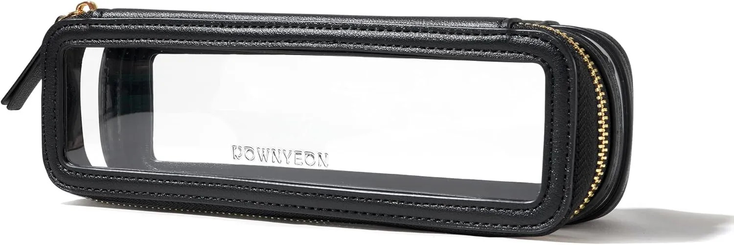 ROWNYEON Small Waterproof Toiletry Organizer Train Case, CLear Travel Makeup Bag for Women，Transparent Cosmetic Bag，Portable Makeup Case Organizer (black)