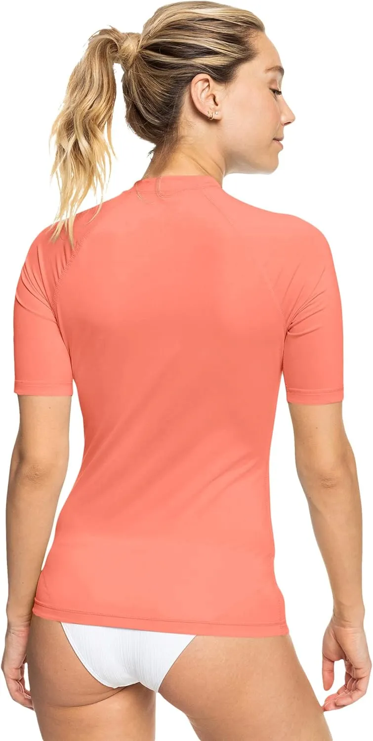 Roxy Women's Short Sleeve Rashguard – UPF 50 , Compression Fit, Surf, Hiking, Yoga, Quick-Dry