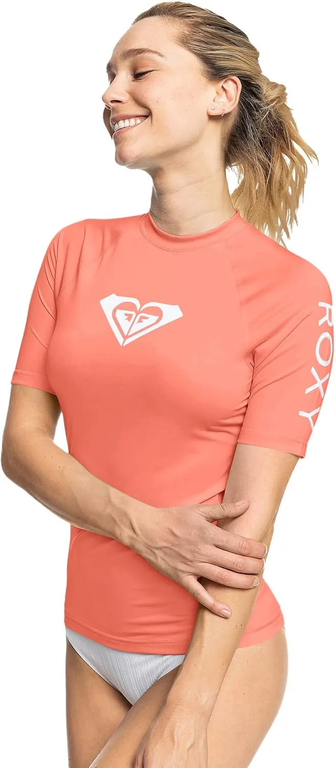 Roxy Women's Short Sleeve Rashguard – UPF 50 , Compression Fit, Surf, Hiking, Yoga, Quick-Dry