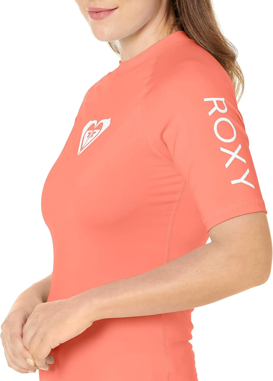 Roxy Women's Short Sleeve Rashguard – UPF 50 , Compression Fit, Surf, Hiking, Yoga, Quick-Dry