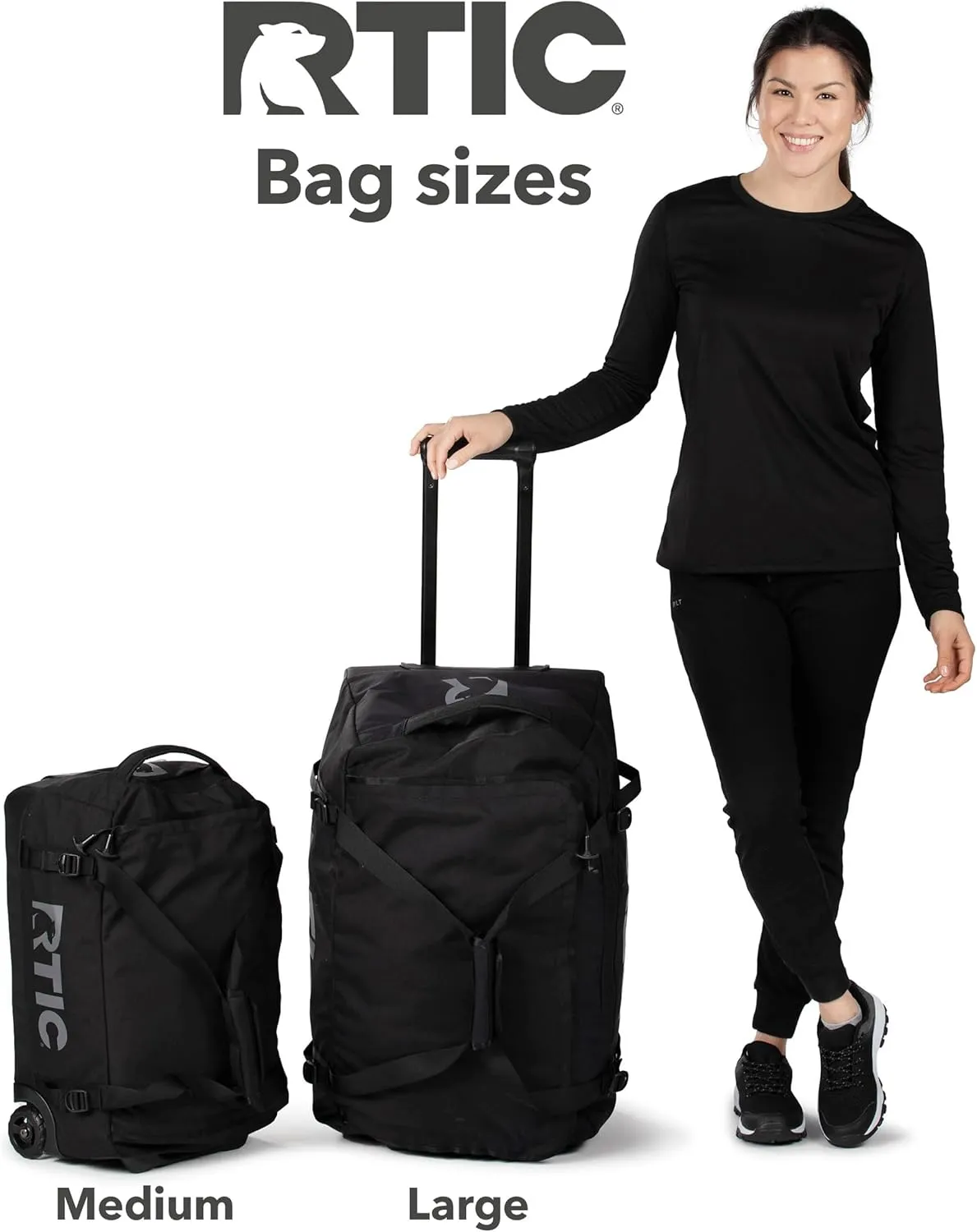 RTIC Road Trip Rolling Duffle Bag with Wheels for Men and Women, Traveling Tote for Camp, Travel, Gym, Weekender, Camping, Overnight Carry On, Sports, Spacious, Water Resistant, Large, Storm