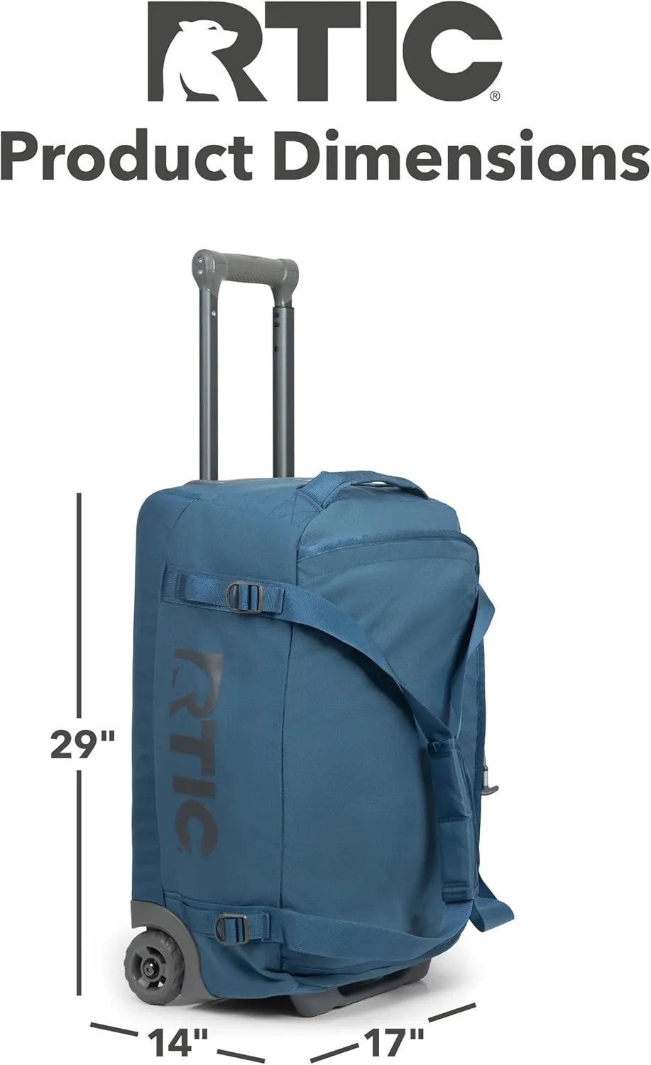 RTIC Road Trip Rolling Duffle Bag with Wheels for Men and Women, Traveling Tote for Camp, Travel, Gym, Weekender, Camping, Overnight Carry On, Sports, Spacious, Water Resistant, Large, Storm
