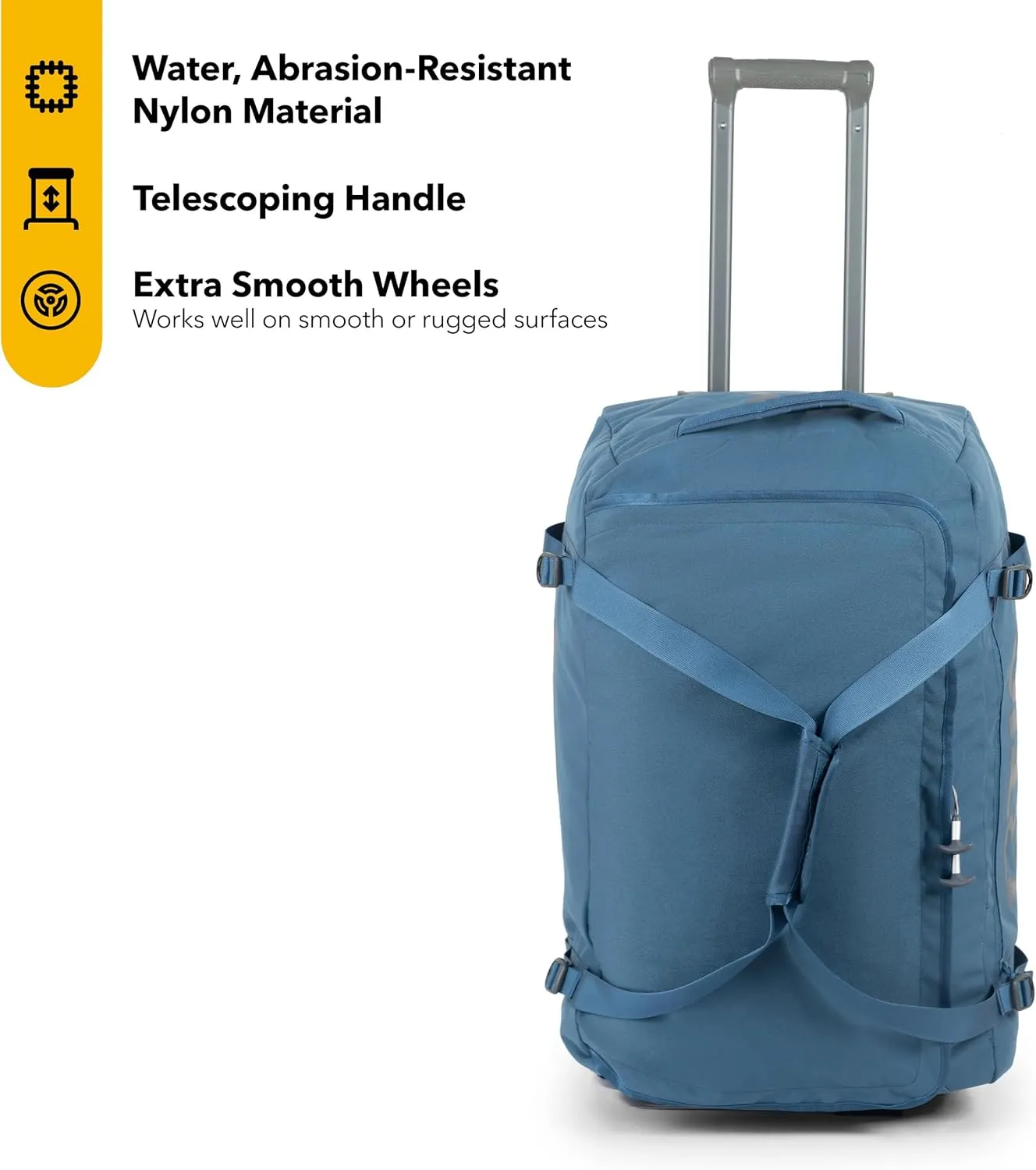 RTIC Road Trip Rolling Duffle Bag with Wheels for Men and Women, Traveling Tote for Camp, Travel, Gym, Weekender, Camping, Overnight Carry On, Sports, Spacious, Water Resistant, Large, Storm
