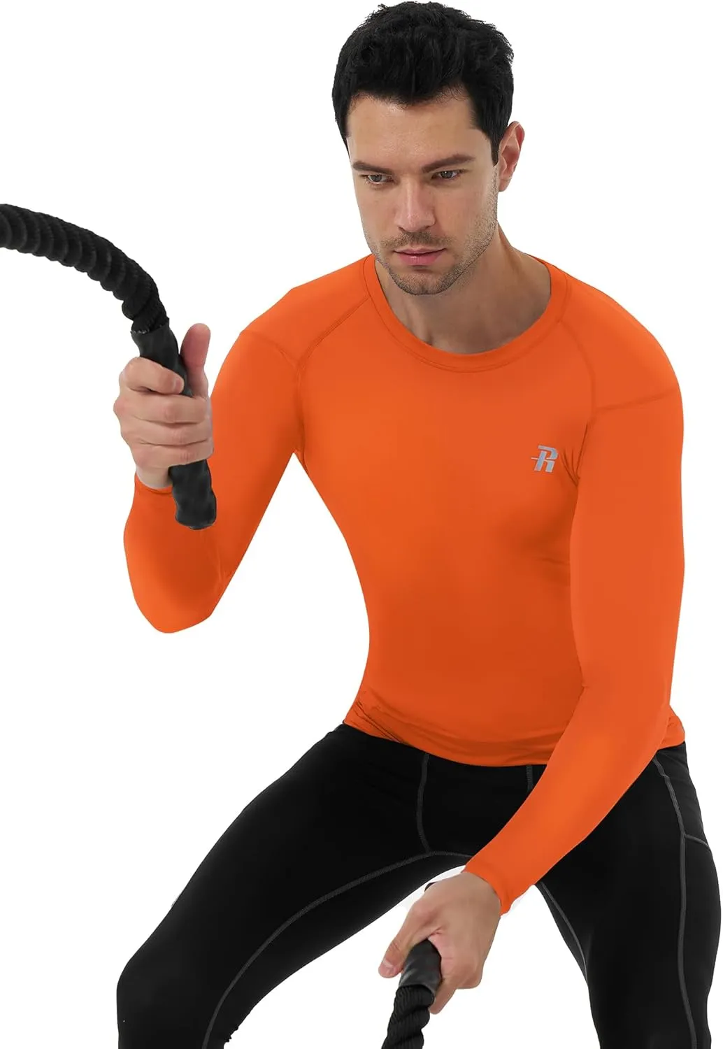Runhit Long Sleeve Compression Shirts for Men, UPF 50  Men's Compression Shirts, Running Athletic Workout Base Layer