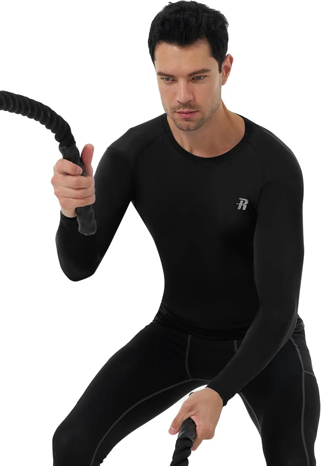 Runhit Long Sleeve Compression Shirts for Men, UPF 50  Men's Compression Shirts, Running Athletic Workout Base Layer