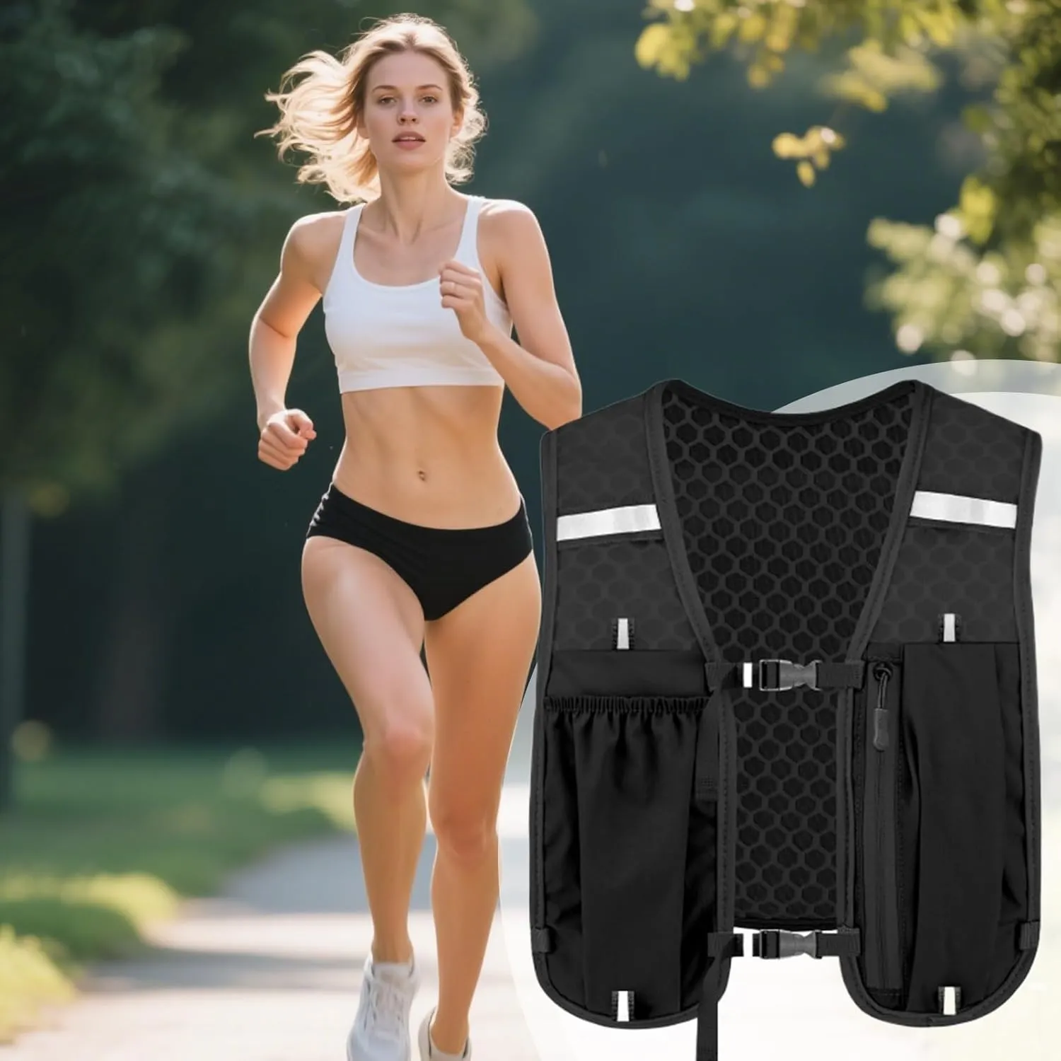 Running Hydration Vest - Lightweight Water Bladder Vest Pack with Phone Chest Pocket | Stable Running Gear for Women, Hiking marthon Race Trail Cycling Outdoor Camping Hydration Backpack