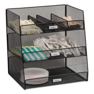 Safco® Onyx Breakroom Organizers, 3 Compartments,14.63 x 11.75 x 15, Steel Mesh, Black
