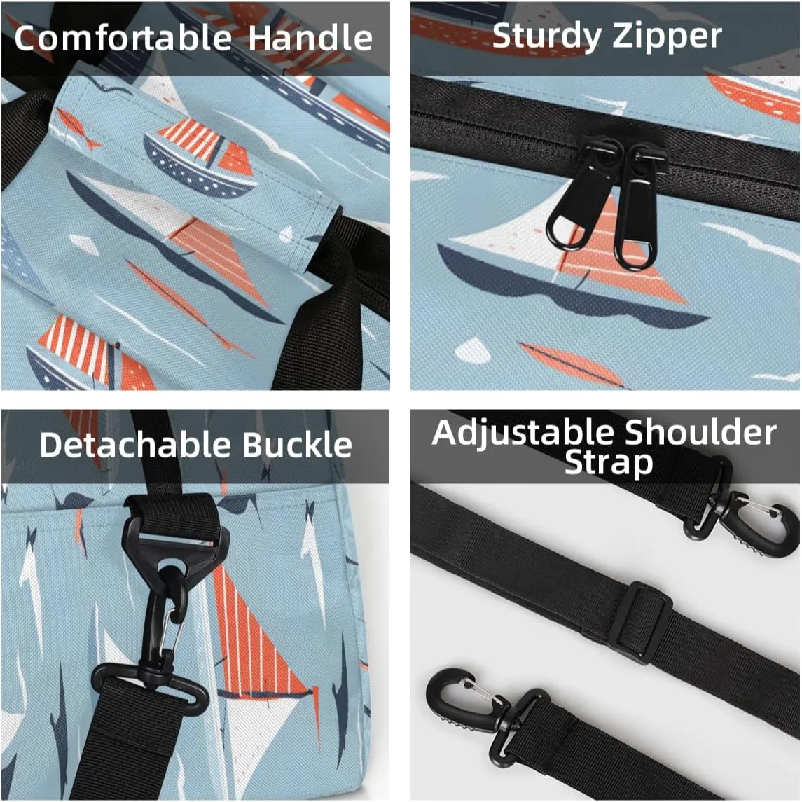 Sailing Mini Gym Bag 18 inch for Women Men Waterproof Custom Ocean Themed Travel Duffel Bag Carry On Overnight Tote Nurse Bag for Work Fitness Hiking