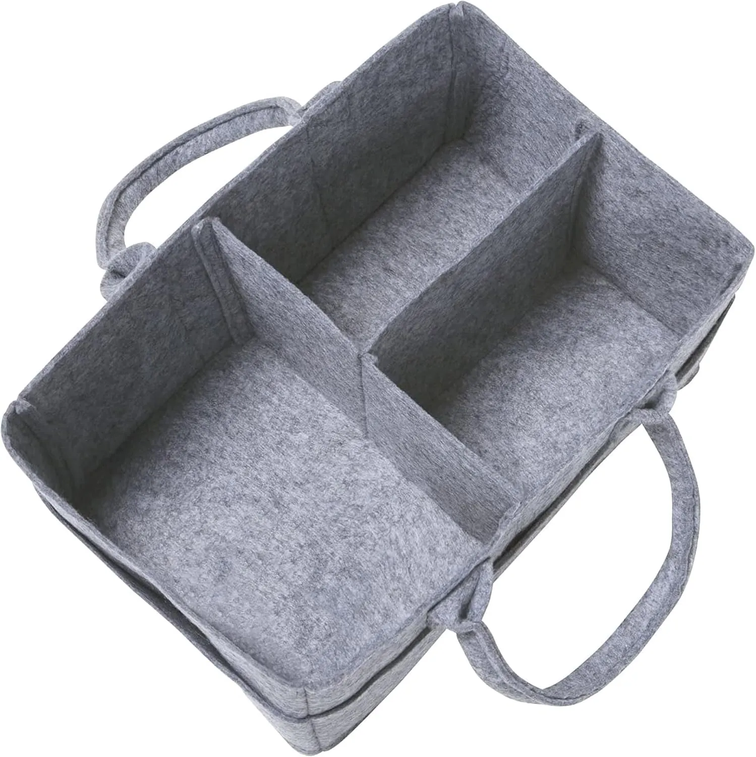 Sammy & Lou Collapsible Light Gray Felt Storage Caddy, Divided Design To Keep Diapers, Wipes And Changing Items Organized, Two Handles, 11.5"D x 6"W x 8"H
