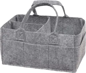 Sammy & Lou Collapsible Light Gray Felt Storage Caddy, Divided Design To Keep Diapers, Wipes And Changing Items Organized, Two Handles, 11.5"D x 6"W x 8"H