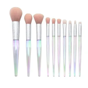Sand Transparent Mouth Set Handle Conical 10 Makeup Pcs Brush