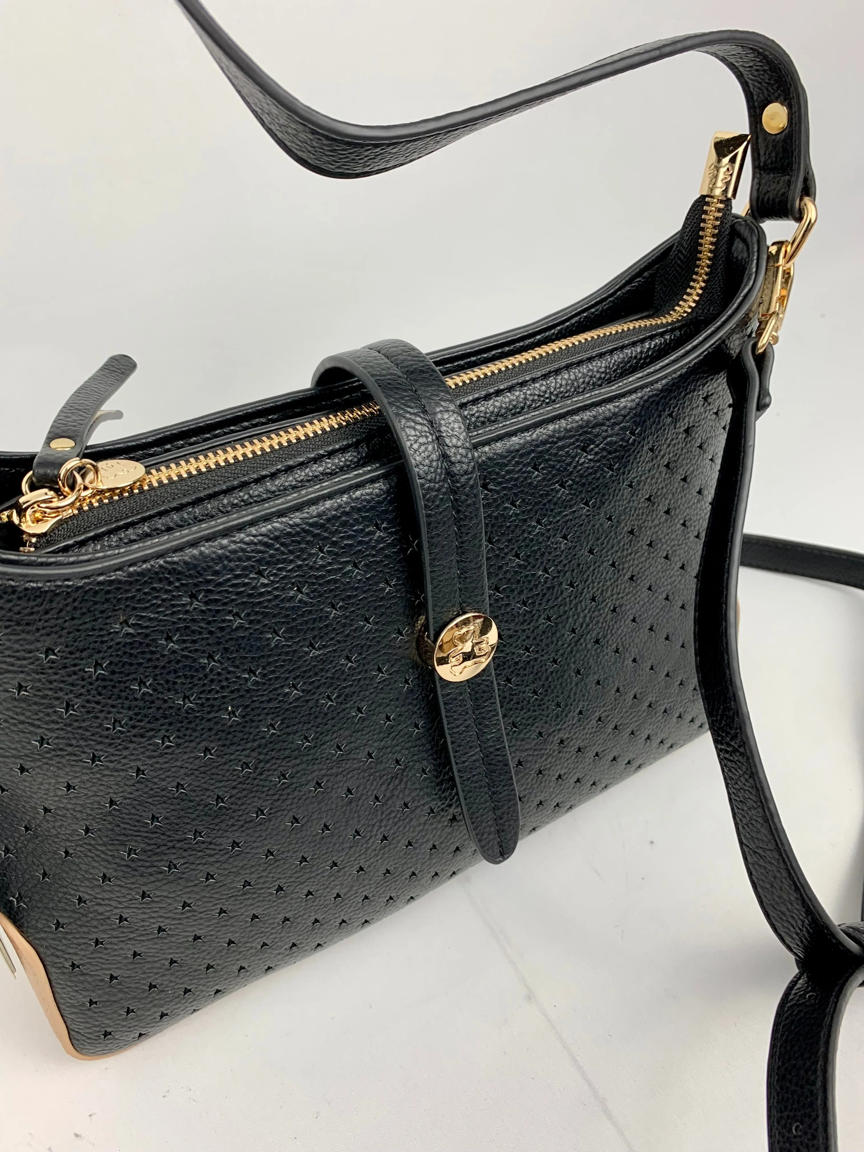 SANTANA - star patterned quality faux leather hobo shoulder/ crossbody handbag