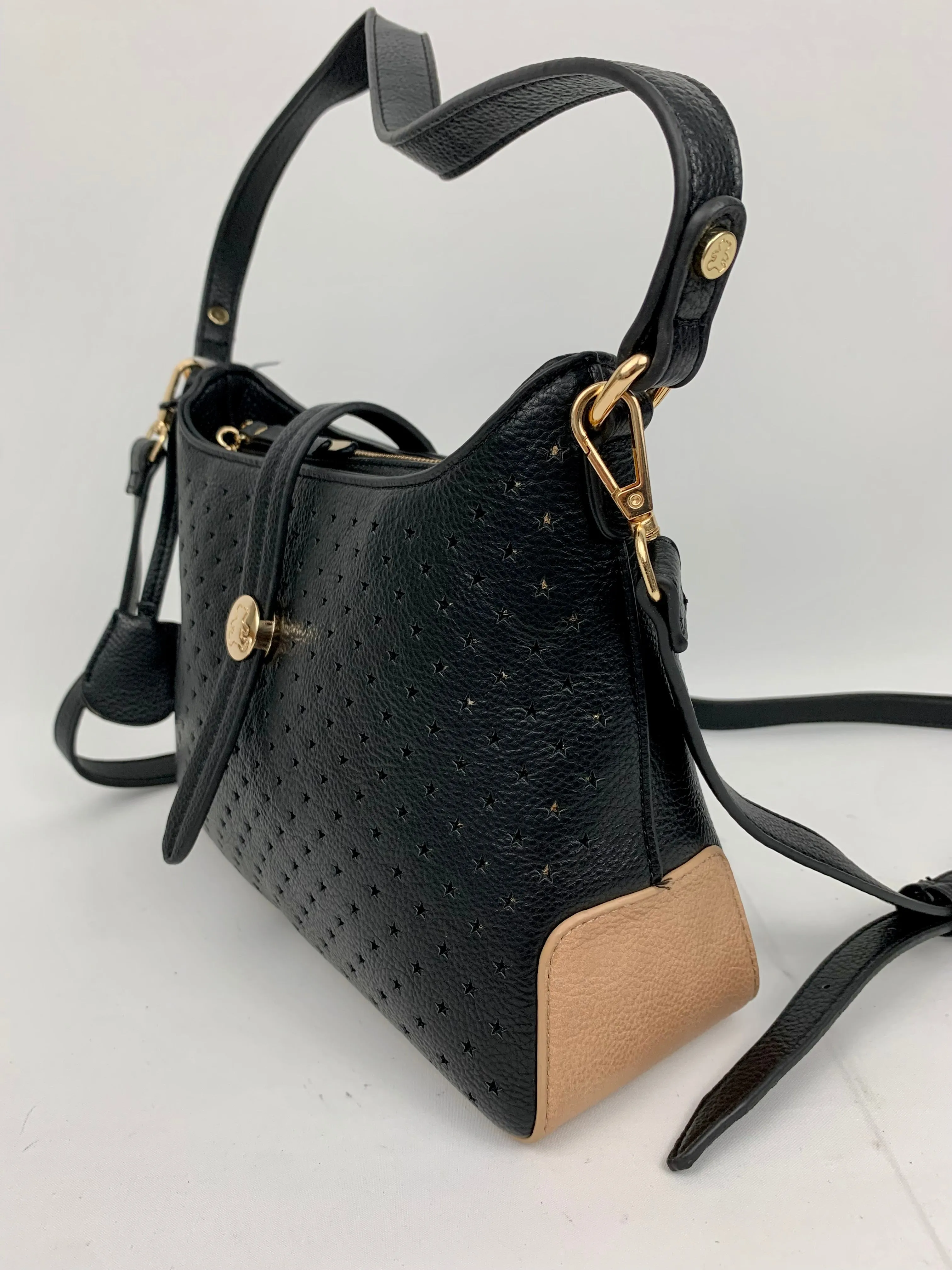 SANTANA - star patterned quality faux leather hobo shoulder/ crossbody handbag
