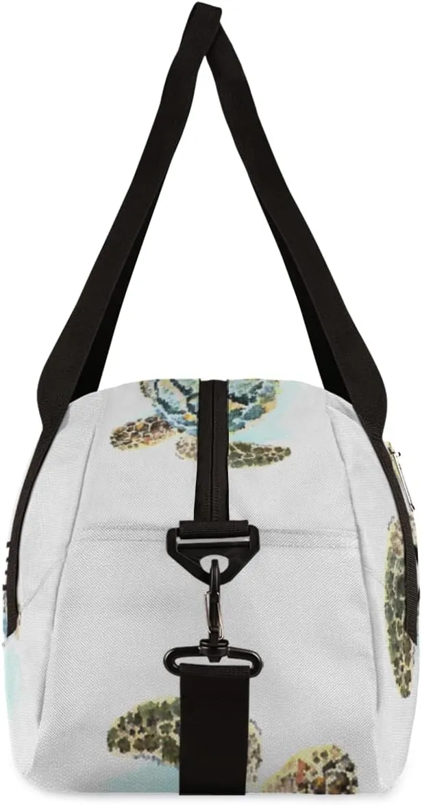 Sea Animal Turtle Personalized Kids Duffel Bag for Girls Boys, Sea Turtle Debris Custom Name Overnight Small Duffel Bag Carry On Weekend Sports Travel Bag for School Practice Gymnastics Ballet