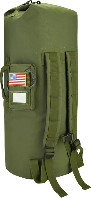 Sea Bag, 110L Extra Large Military Duffle Bag with Name Tag Pocket Backpack Straps, Heavy Duty Army Duffle Bag for Camp or Laundry Bag