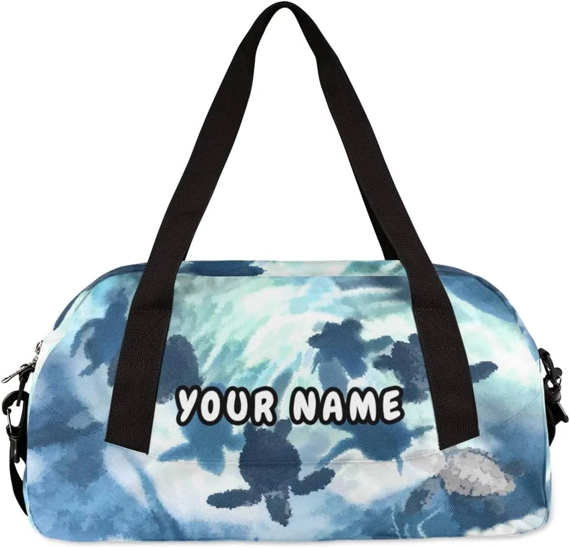 Sea Ocean Animal Turtles Personalized Kids Duffel Bag for Girls Boys, Turtles Debris Custom Name Dance Bag Overnight Small Duffel Bag Carry On Sports Travel Bag for School Practice Gymnastics Ballet