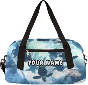 Sea Ocean Animal Turtles Personalized Kids Duffel Bag for Girls Boys, Turtles Debris Custom Name Dance Bag Overnight Small Duffel Bag Carry On Sports Travel Bag for School Practice Gymnastics Ballet