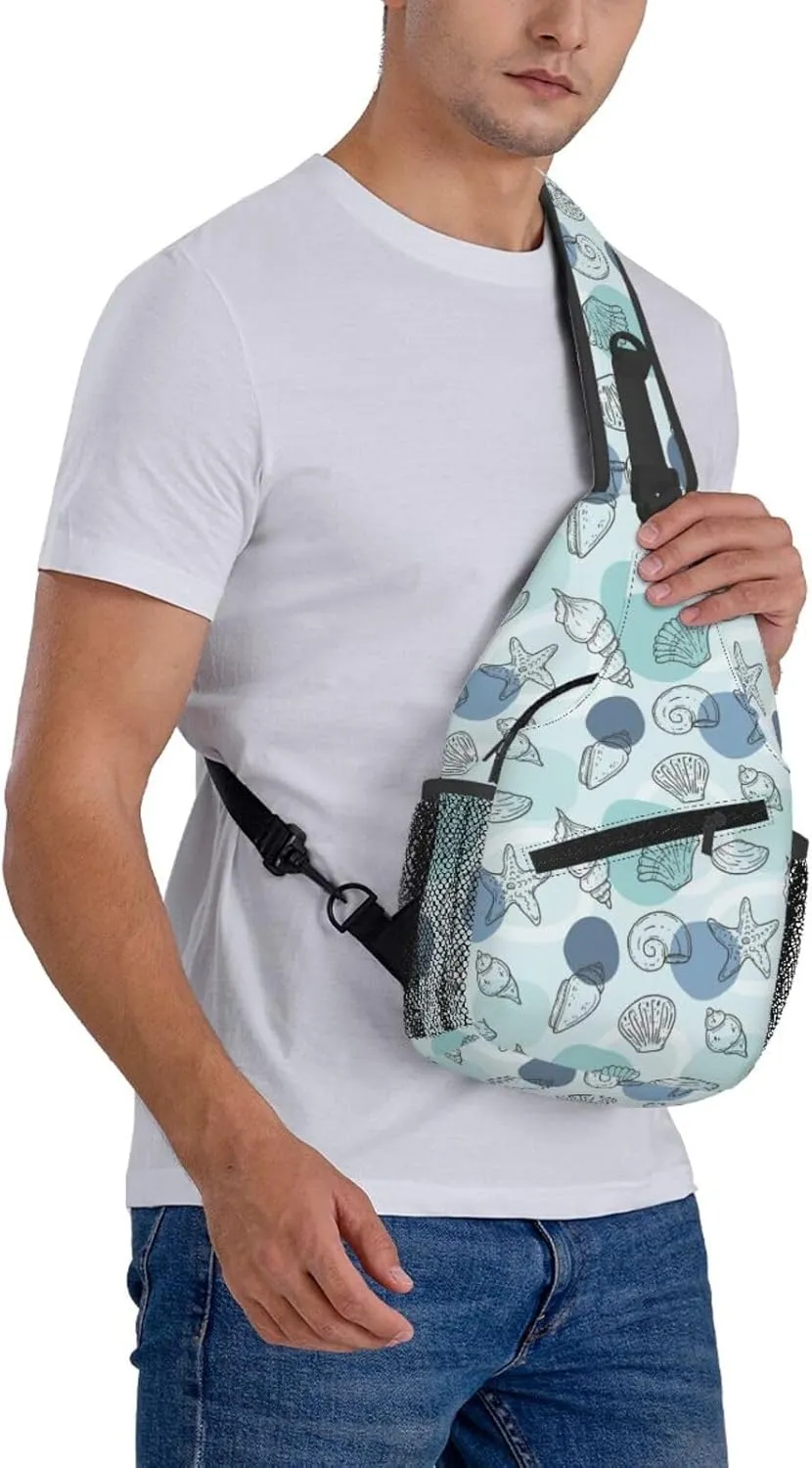 Sea Shells Crossbody Sling Backpack Sling Bag Adjustable Chest Shoulder Daypack For Women Men