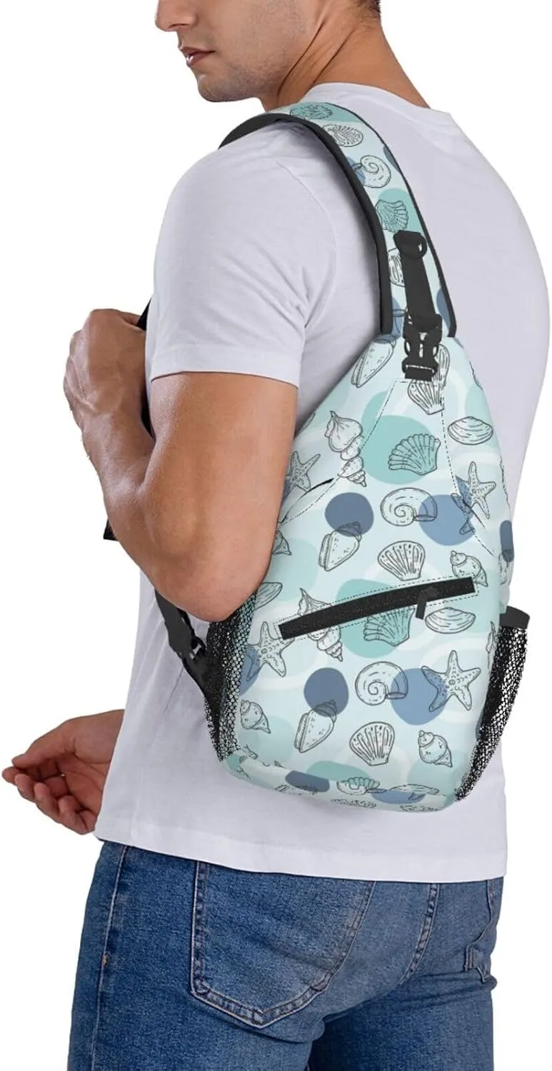 Sea Shells Crossbody Sling Backpack Sling Bag Adjustable Chest Shoulder Daypack For Women Men