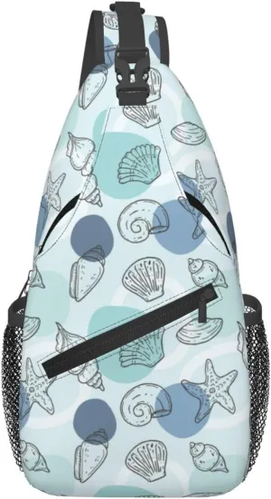Sea Shells Crossbody Sling Backpack Sling Bag Adjustable Chest Shoulder Daypack For Women Men