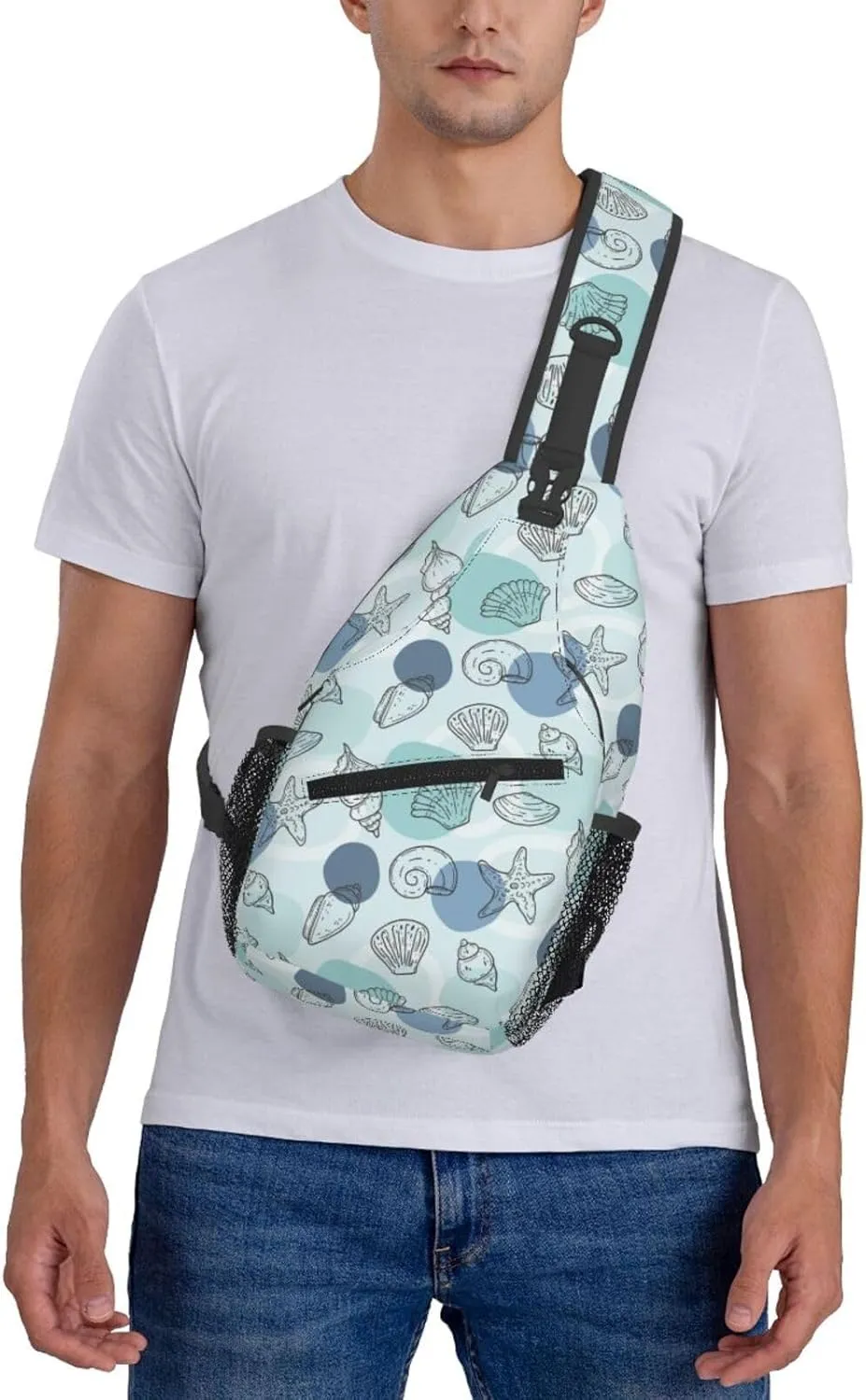 Sea Shells Crossbody Sling Backpack Sling Bag Adjustable Chest Shoulder Daypack For Women Men