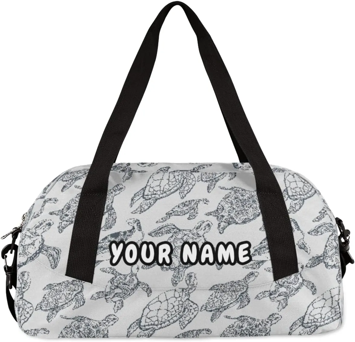 Sea Turtles Pattern Personalized Kids Duffel Bag for Girls Boys, Sea Turtles Debris Custom Name Dance Bag Overnight Small Duffel Bag Carry On Sports Travel Bag for School Practice Gymnastics Ballet