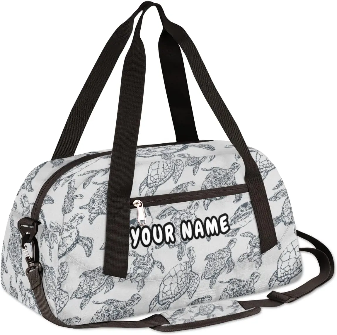 Sea Turtles Pattern Personalized Kids Duffel Bag for Girls Boys, Sea Turtles Debris Custom Name Dance Bag Overnight Small Duffel Bag Carry On Sports Travel Bag for School Practice Gymnastics Ballet