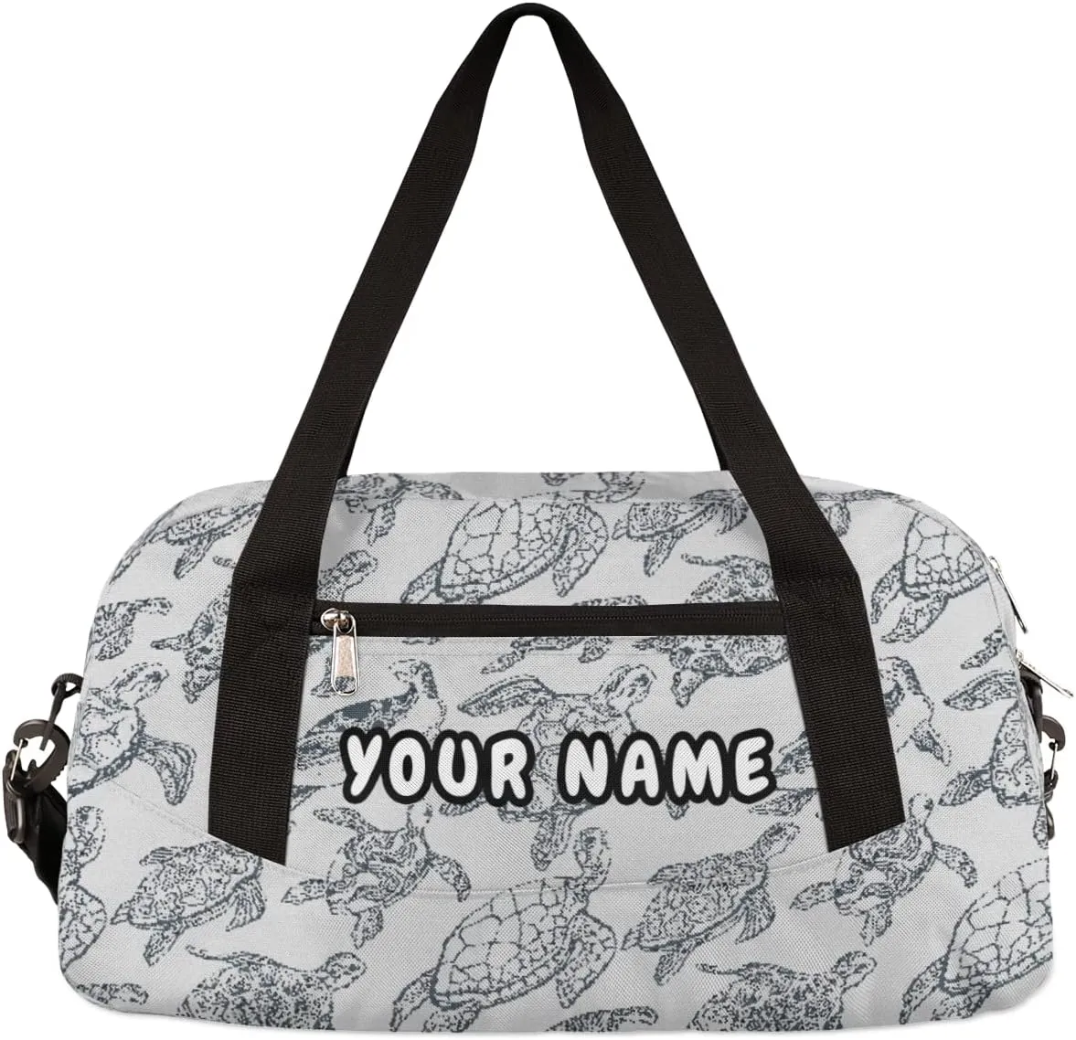Sea Turtles Pattern Personalized Kids Duffel Bag for Girls Boys, Sea Turtles Debris Custom Name Dance Bag Overnight Small Duffel Bag Carry On Sports Travel Bag for School Practice Gymnastics Ballet