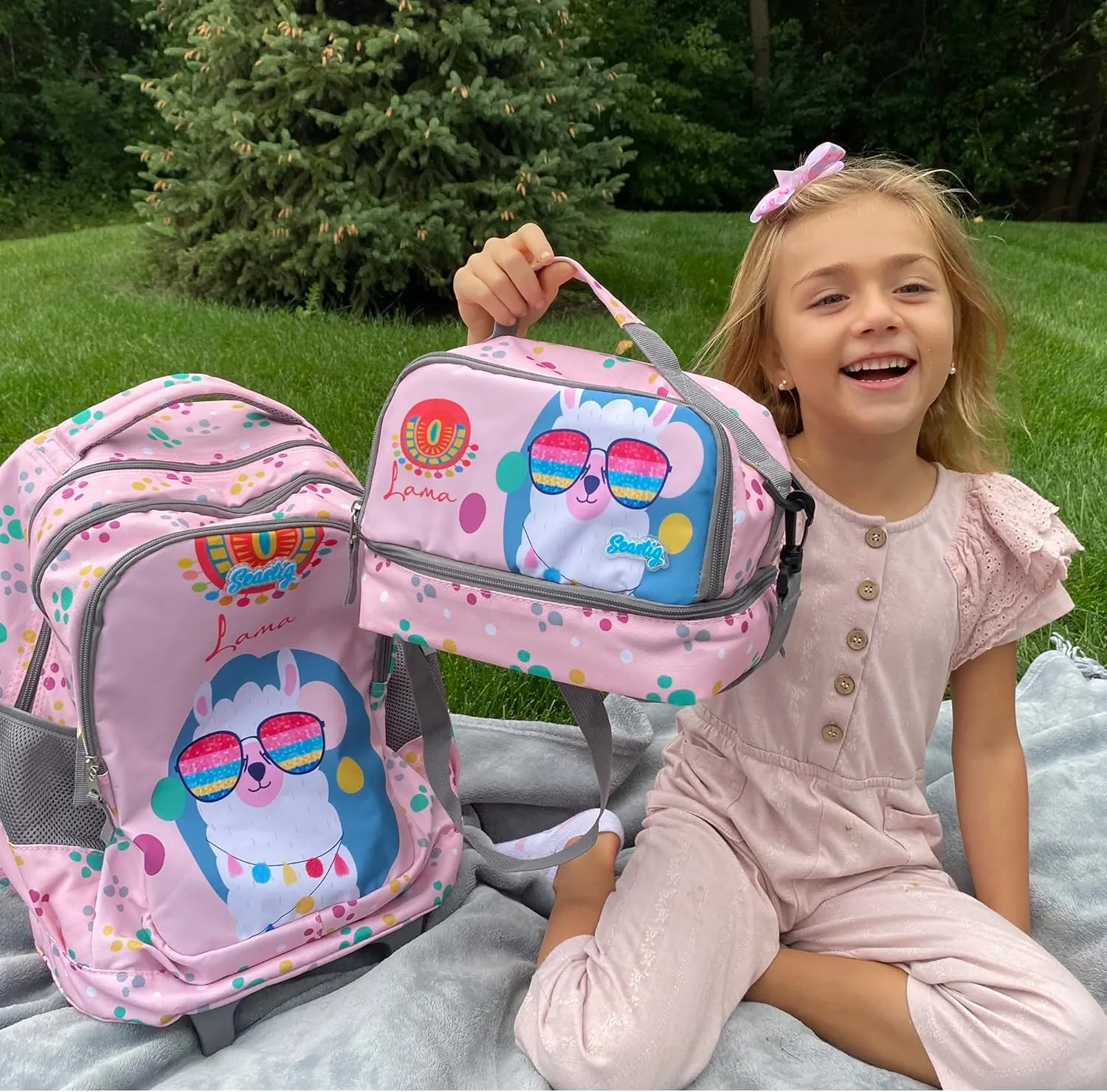 seastig Rolling Backpack for Kids Wheeled Backpack 18in Double Handle Backpack with Wheels