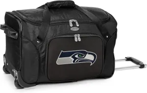 Seattle Seahawks Lightweight 22-inch Wheeled Duffel Bag with Telescopic Handle - Perfect Overnight Bag for Travel, Weekend Getaways, Airports, Gym, and Commuting