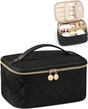 senbowe Makeup Bag, Large Capacity Portable Travel Cosmetic Bag, Waterproof Makeup Organizer for Women with Handle and Divider