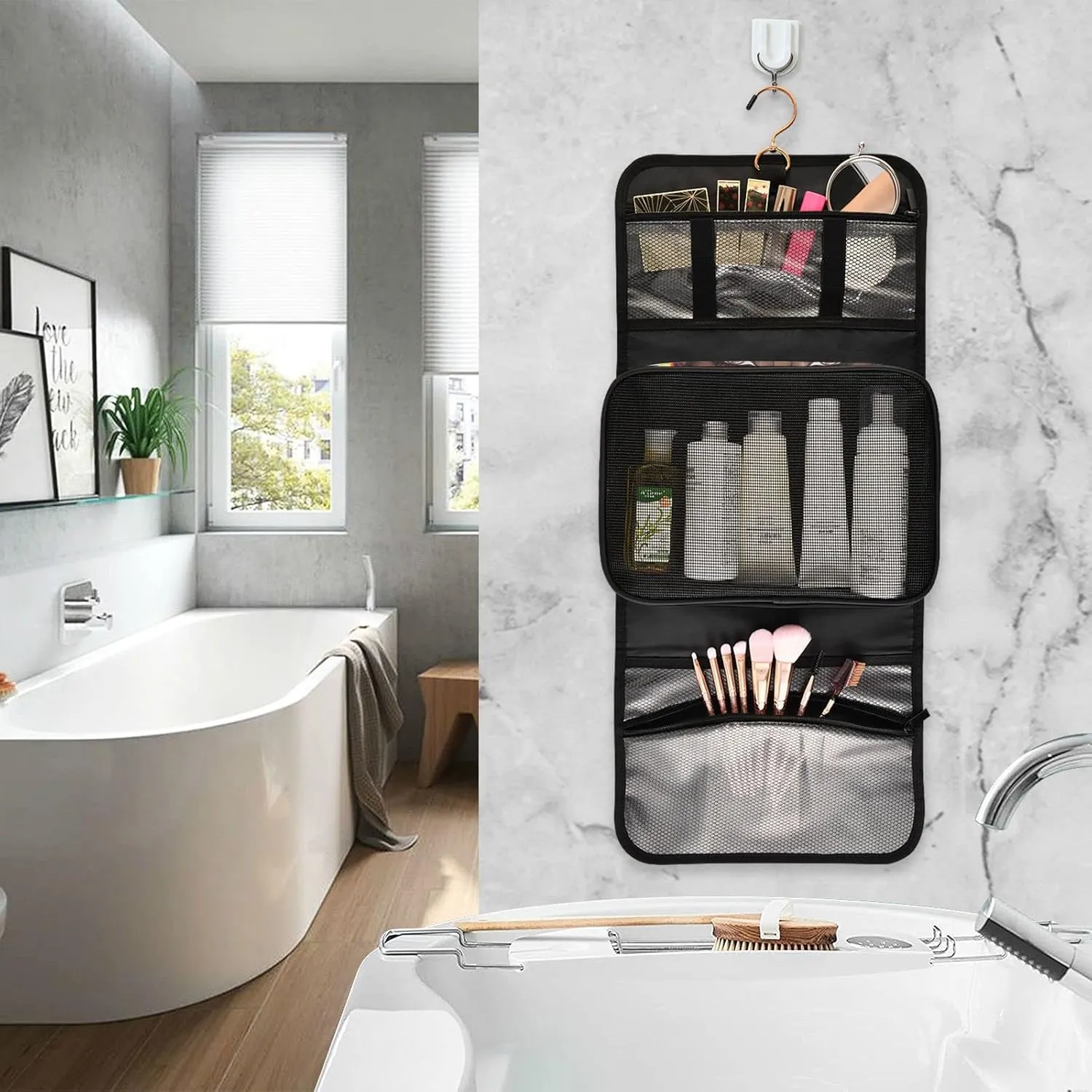 senya African American Woman Ethnic Toiletry Bag Hanging Travel Makeup Bag 3 PCS, Portable Makeup Organizer Cosmetic Bag Clear