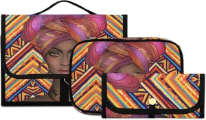 senya African American Woman Ethnic Toiletry Bag Hanging Travel Makeup Bag 3 PCS, Portable Makeup Organizer Cosmetic Bag Clear