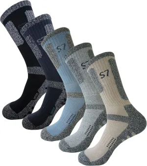 SEOULSTORY7 5pack Men's Climbing Cushion Hiking/Performance Crew Socks