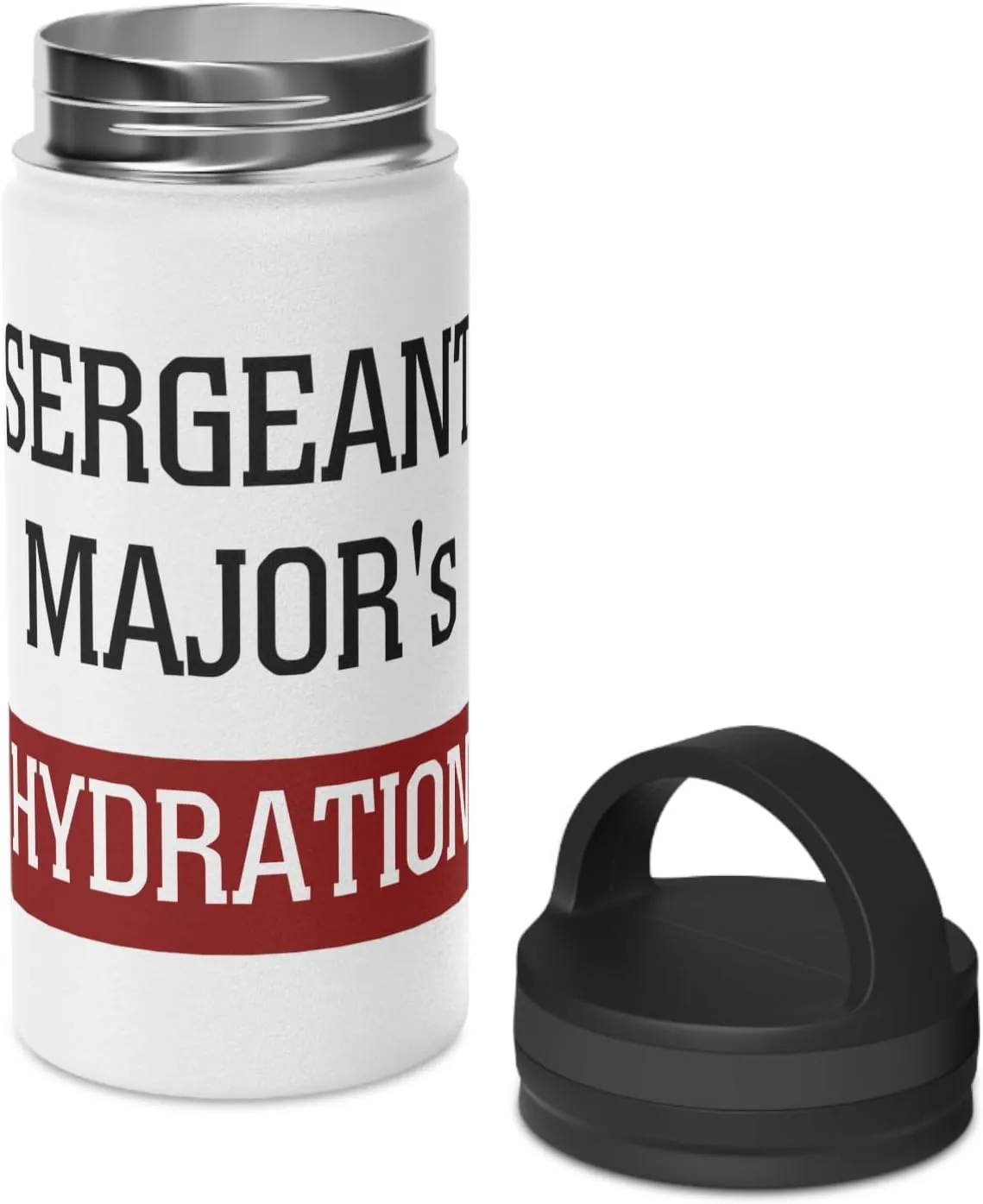 Sergeant Major's Hydration: Insulated Water Bottle – Stainless Steel, Handle Lid, Perfect Military Gift, 12oz, 18oz, 32oz